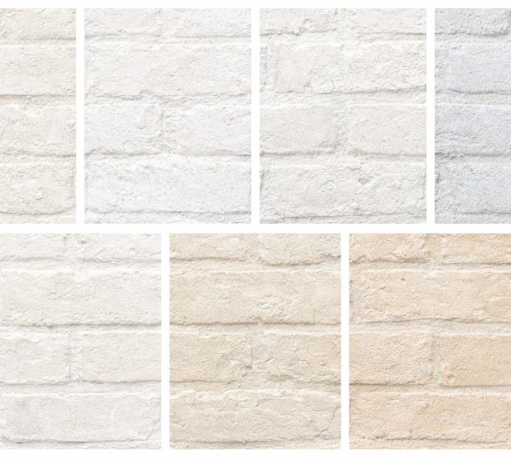 limewash color samples on brick